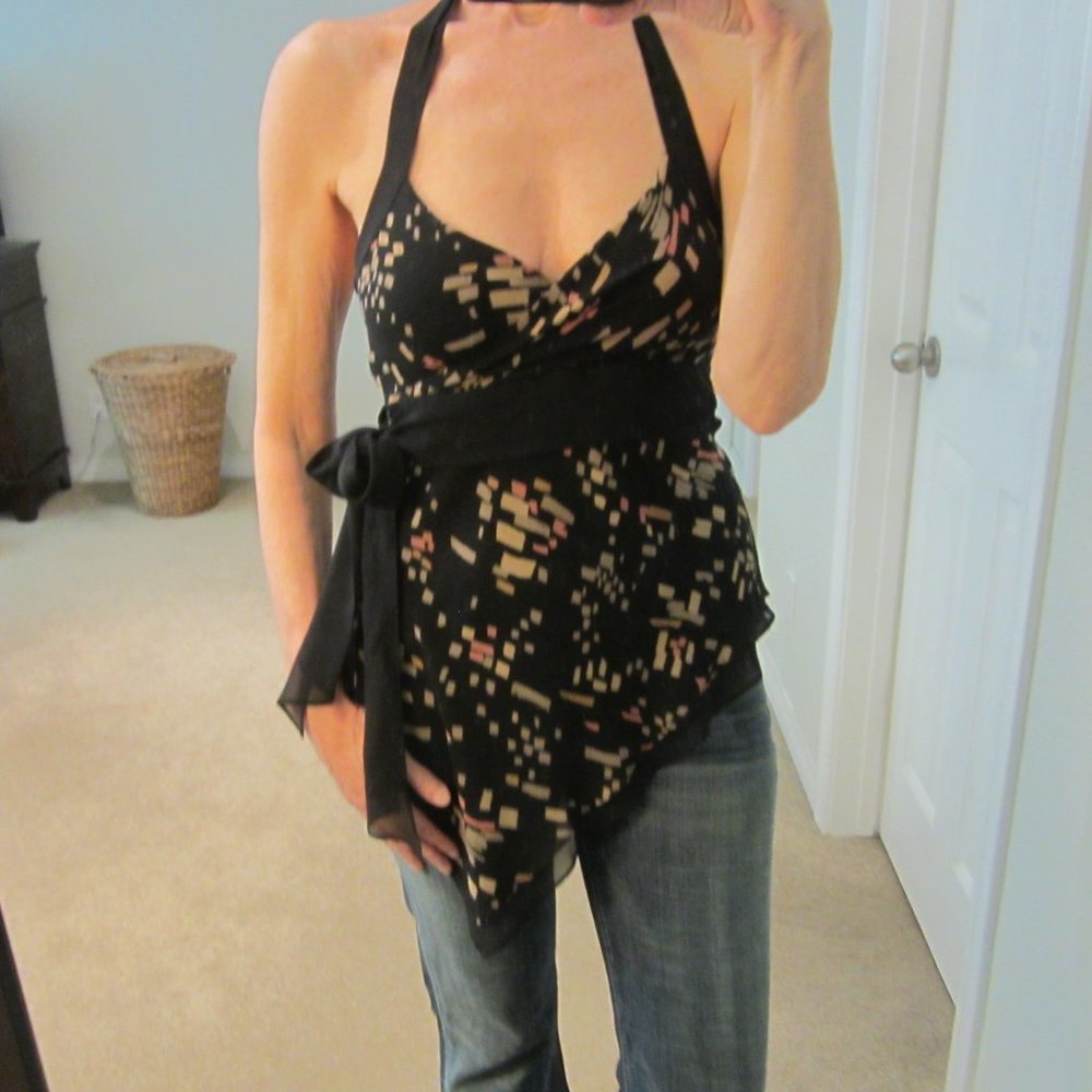 BCBGMaxAzria Black Silk Halter Top - NEW